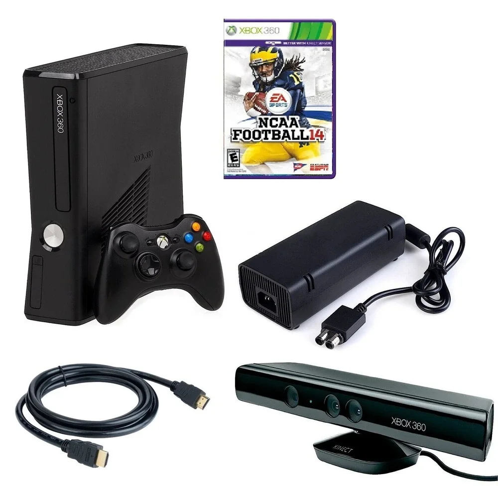 Microsoft Xbox 360 S Slim Gaming Console w/ Controller + Game NCAA 14 Football